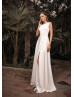 Elegant Ivory Satin Slit Wedding Dress